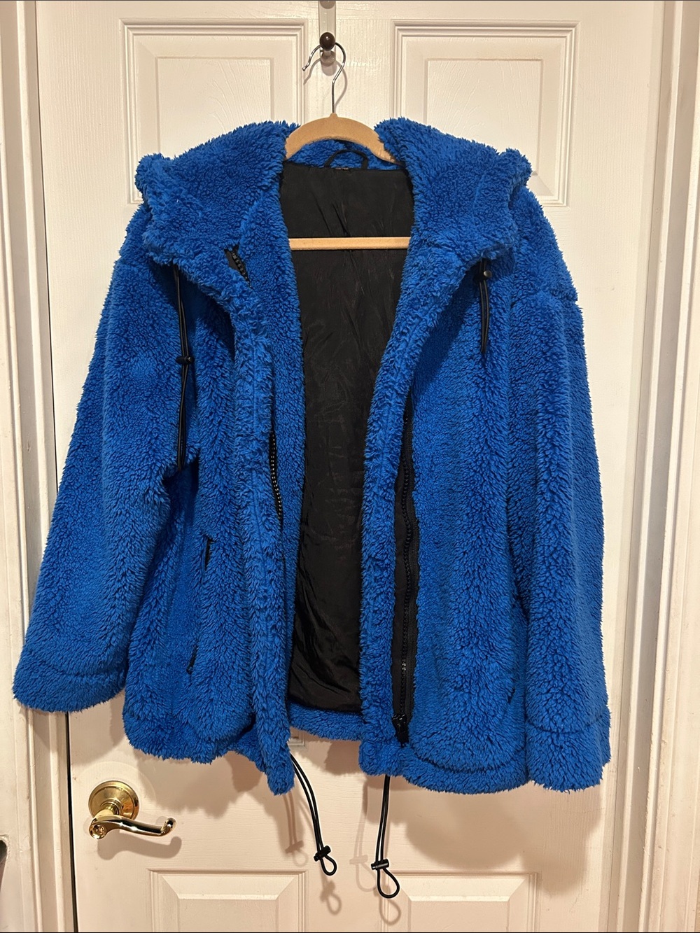 Free People Electric Blue Sherpa Hooded Coat